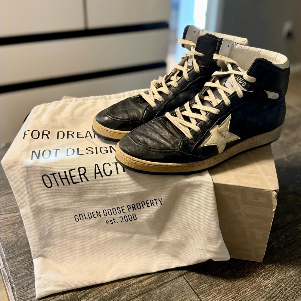 Golden Goose Black and White High-Top Sneakers